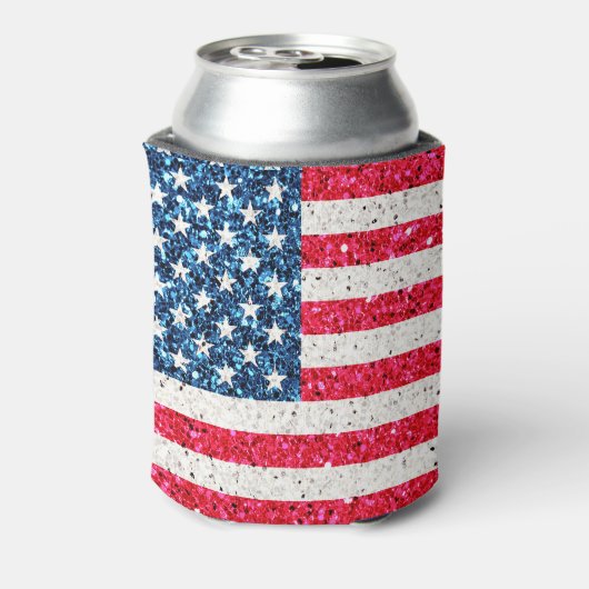 赤白青グリッター愛国米国アメリカ国旗 缶クーラー (缶裏面)