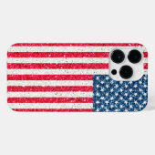 赤白青グリッター愛国米国アメリカ国旗 iPhoneケース (裏面横)
