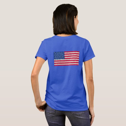 赤白青グリッター愛国米国アメリカ国旗 Tシャツ (裏面フル)