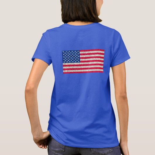 赤白青グリッター愛国米国アメリカ国旗 Tシャツ (裏面)