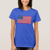 赤白青グリッター愛国米国アメリカ国旗 Tシャツ (正面)