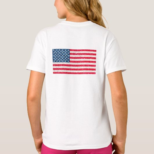 赤白青グリッター愛国米国アメリカ国旗 Tシャツ (裏面)
