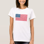 赤白青グリッター愛国米国アメリカ国旗 Tシャツ (正面)