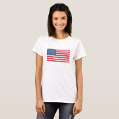 赤白青グリッター愛国米国アメリカ国旗 Tシャツ (正面フル)