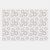 赤白青グリーングレーサークルスター ラッピングペーパーシート (正面)