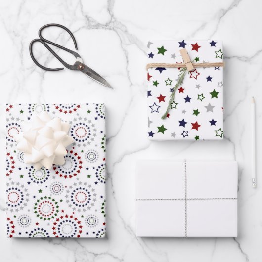 赤白青グリーングレースターサークルラッピングPa ラッピングペーパーシート (正面)