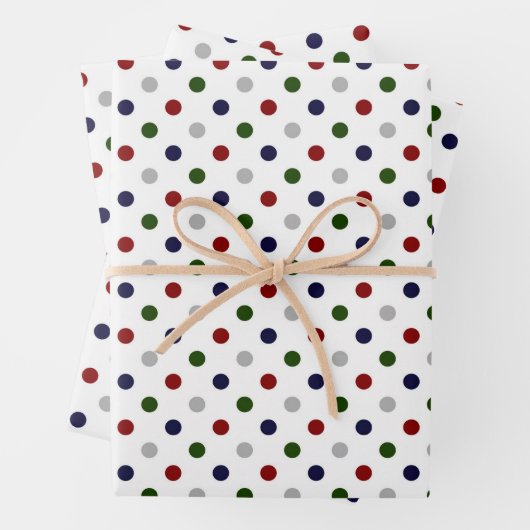 赤白青グリーングレー水玉模様 ラッピングペーパーシート (インサイチュ)