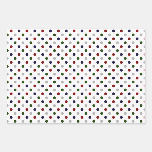 赤白青グリーングレー水玉模様 ラッピングペーパーシート (正面)