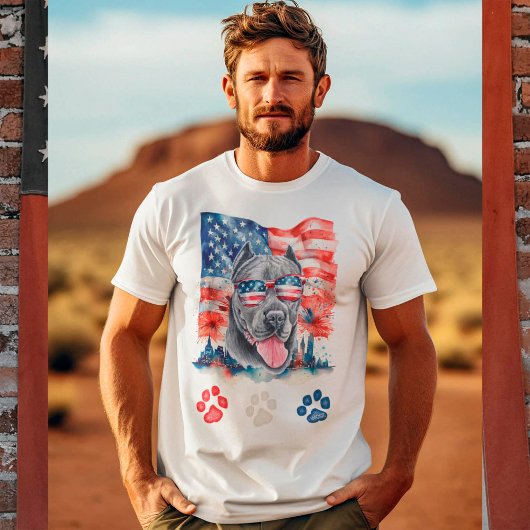 赤白青ケインおもしろいコルソ犬7月4日 Tシャツ