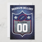 赤白青サッカーチームのカラーズクォーターバック 招待状 (正面)