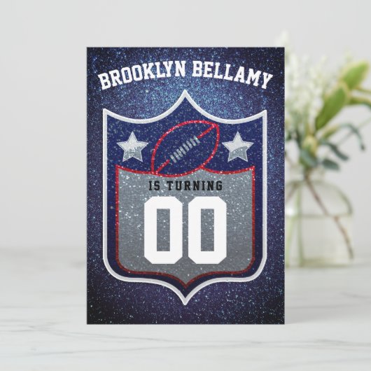 赤白青サッカーチームのカラーズクォーターバック 招待状 (スタンド正面)