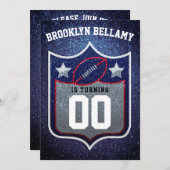 赤白青サッカーチームのカラーズクォーターバック 招待状 (正面/裏面)