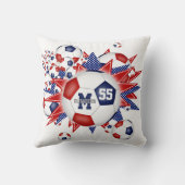 赤白青サッカーボール爆破ガールズスポーツ クッション (裏面)