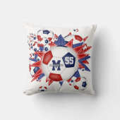 赤白青サッカーボール爆破ガールズスポーツ クッション (正面)