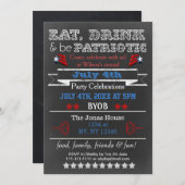 赤白青シャルボード7月4日パーティー招待状 招待状 (正面/裏面)