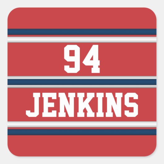 赤白青ジャージーストライプズのカスタマイズ可能なゴルフハ スクエアシール (正面)