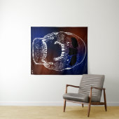 赤白青スカル – 人間スカル タペストリー (インサイチュ(横))