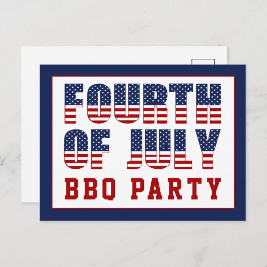 赤白青スストライプターズBBQパーティー4日 インビテーションポストカード (正面/裏面)