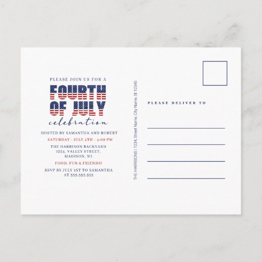 赤白青スストライプターズBBQパーティー4日 インビテーションポストカード (裏面)