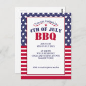 赤白青スストライプターズUSA国旗4 7月BBQ ポストカード (正面/裏面)