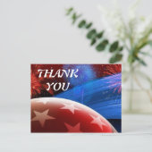 赤白青スターと花火感謝していの葉書 ポストカード (スタンド正面)