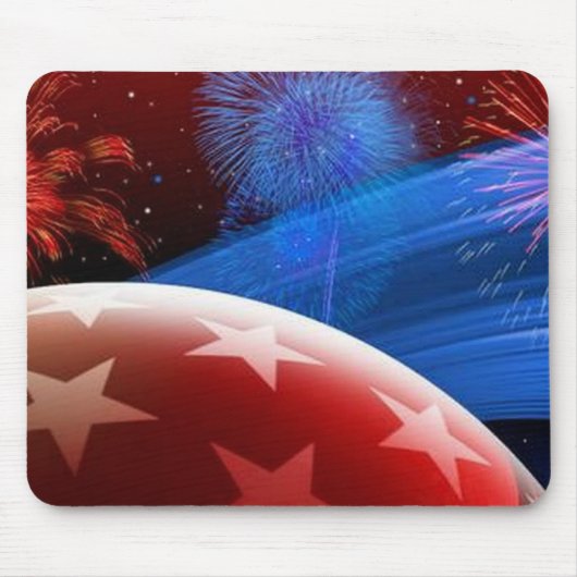 赤白青スターとFireworksのマウスパッド マウスパッド (正面)