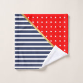 赤白青スターストライプズ&バスルーム用タオルセット バスタオルセット (ウォッシュタオル)