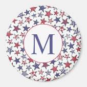 赤白青スターズアメリカ愛国的モノグラム マグネット (正面)