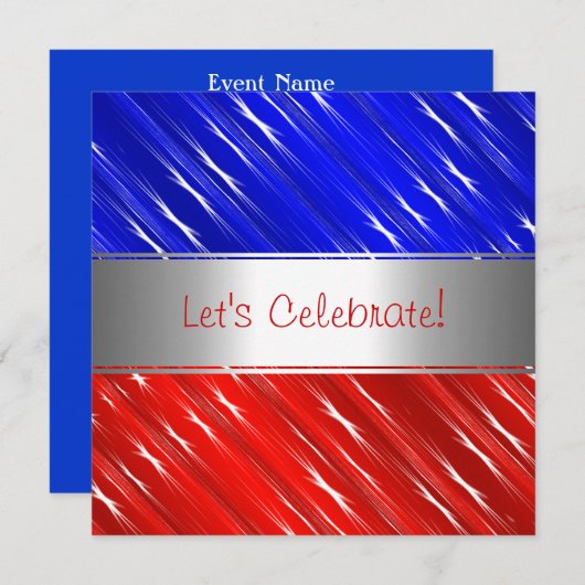 赤白青スターズ抽象芸術パーティーイベントインビタティ 招待状 (正面/裏面)