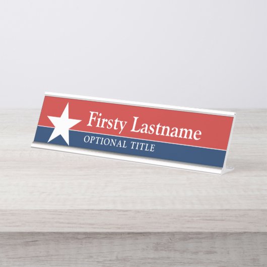 赤白青スター名前をカスタムするタイトル デスクネームプレート (正面)