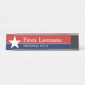 赤白青スター名前をカスタムするタイトル デスクネームプレート (正面)