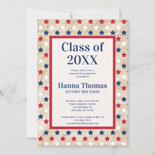 赤白青スター米国軍隊卒業試験 招待状 (正面)