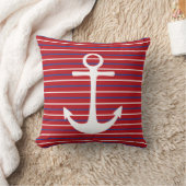 赤白青ストライプいかり装飾用クッション クッション (ブランケット)