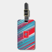 赤白青ストライプの荷物のパーソナライズ ラゲッジタグ (正面縦)