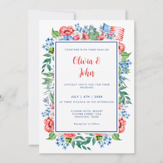 赤白青ストライプ第4回7月パティオ結婚ス 招待状 (正面)