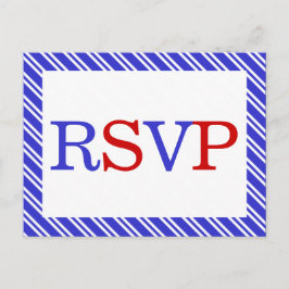赤白青ストライプRSVP インビテーションポストカード