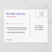 赤白青ストライプRSVP インビテーションポストカード (裏面)