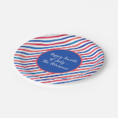 赤白青ストライプUSAアメリカ愛国的 ペーパープレート (アングル)
