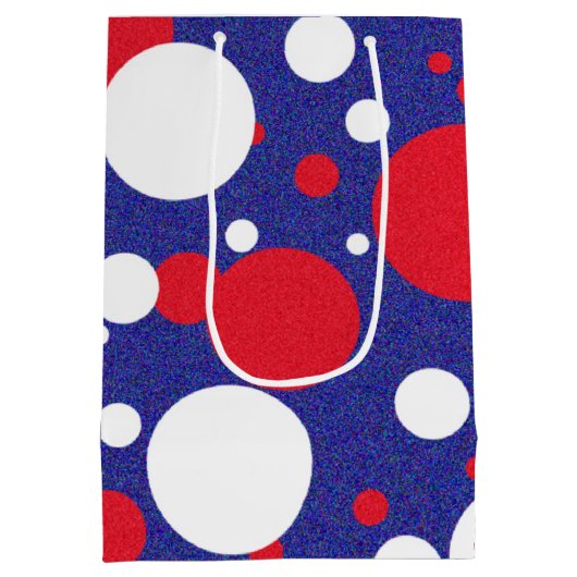 赤白青スパークル水玉模様パーティー ミディアムペーパーバッグ (裏面)