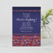 赤白青スパークル シーケンス パーティー ご招待 招待状 (スタンド正面)