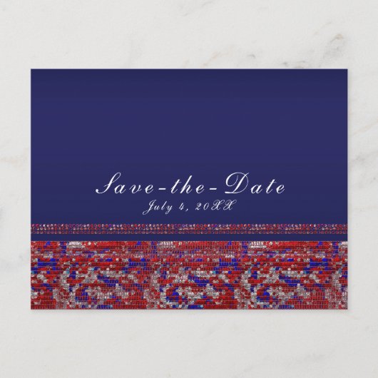 赤白青スパークル シーケンス 4th of July パーティー 案内ポストカード (正面)