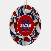 赤白青スパーソナライズされたポーツ セラミックオーナメント (右)