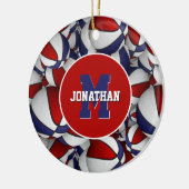 赤白青スパーソナライズされたポーツ セラミックオーナメント (左)