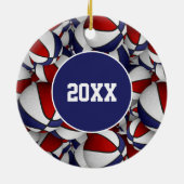 赤白青スパーソナライズされたポーツ セラミックオーナメント (裏面)