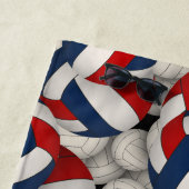 赤白青スポーツ無端バレーボールパターン ビーチタオル (インサイチュ)