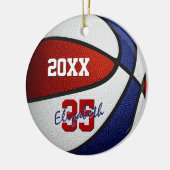 赤白青スポーツ記念バスケットボール セラミックオーナメント (左)