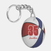 赤白青チームカラーガールズボーイズバスケットボール キーホルダー (正面左)