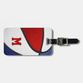 赤白青チームカラーズモノグラムバスケットボール ラゲッジタグ (正面横)