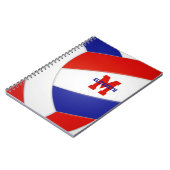 赤白青チームカラー女の子の男の子バレーボール ノートブック (左側)