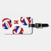 赤白青チームカラー女の子の男の子バレーボール ラゲッジタグ (正面横)